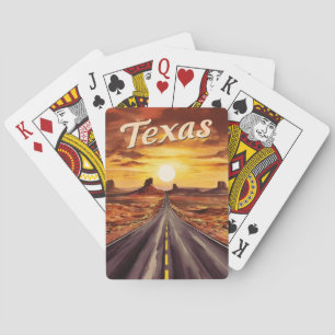 Vintage Travel Texas Landscape Retro Scenic Sunset Playing Cards