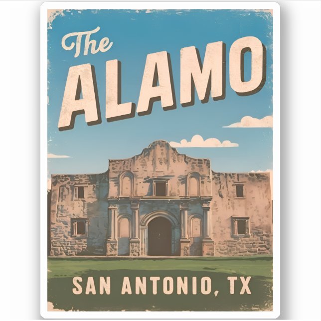 Vintage Travel The Alamo Texas Retro Graphic (Front)