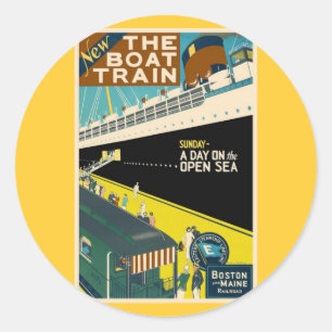 Vintage Travel - The Train Boat Classic Round Sticker
