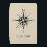 Vintage Travel Themed Explore Adventure iPad Mini Cover<br><div class="desc">This bold iPad cover will be the perfect addition to your travel themed accessories. This design features a black vintage compass with the word "EXPLORE" in a black simple font.</div>