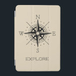 Vintage Travel Themed Explore Adventure iPad Mini Cover<br><div class="desc">This bold iPad cover will be the perfect addition to your travel themed accessories. This design features a black vintage compass with the word "EXPLORE" in a black simple font.</div>