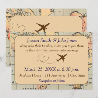 Vintage, Travel Themed Wedding Invite