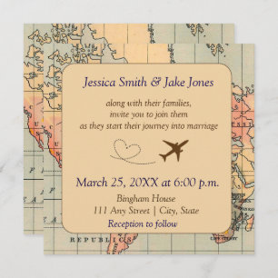 Vintage, Travel Themed Wedding Invite