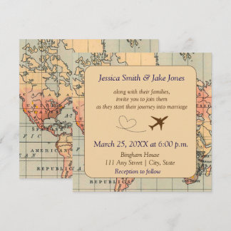 Vintage, Travel Themed Wedding Invite