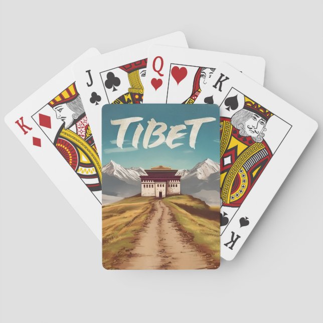 Vintage Travel Tibet Himalayas Retro Scenic Playing Cards (Back)