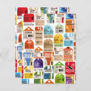 Vintage travel tickets pattern.