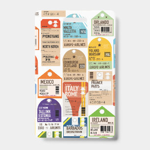 Vintage travel tickets pattern. luggage tag neck t badge