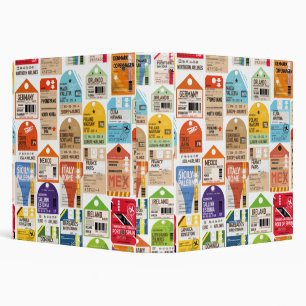 Vintage travel tickets pattern. luggage tag neck t binder