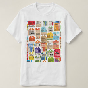 Vintage travel tickets pattern. T-Shirt
