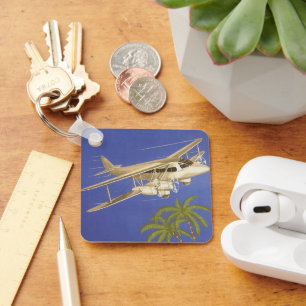 Vintage Travel to Cairo, Eygpt, Biplane Airplane Keychain
