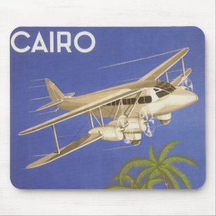 Vintage Travel to Cairo, Eygpt, Biplane Airplane Mouse Pad