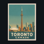 Vintage Travel Toronto Canada Skyline Retro Scenic Postcard<br><div class="desc">Bring home a touch of nostalgia with this vintage travel-inspired postcard featuring the iconic Toronto skyline. With bold mid-century colours and classic retro styling,  this piece captures the spirit of Canada’s largest city in a retro aesthetic reminiscent of vintage travel posters from yesteryear.</div>