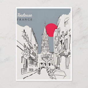vintage travel toulouse France tourism retro Postcard
