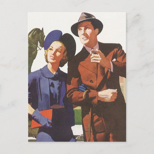 Vintage Travel, Tourists on Vacation Sightseeing Postcard (Front)