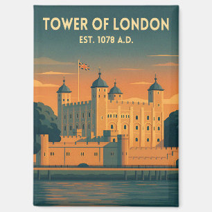 Vintage Travel Tower Of London UK Retro Scenic Magnet