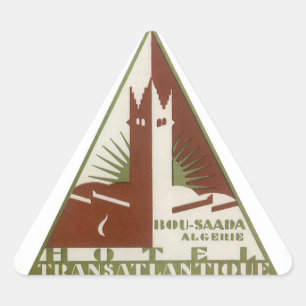 Vintage Travel, Trans Atlantique Hotel, Algeria Triangle Sticker