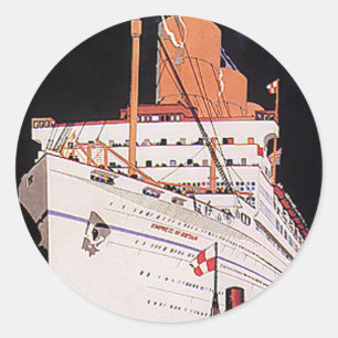 Vintage Travel Transportation Cruise Ship at Night Classic Round Sticker