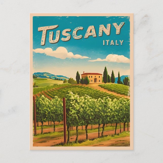 Vintage Travel Tuscany Italy Retro Scenic Postcard (Front)