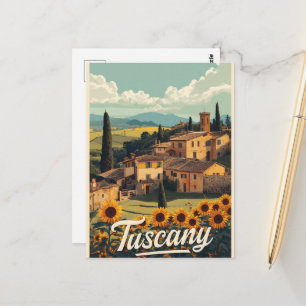 Vintage Travel Tuscany Italy Retro Scenic  Postcard