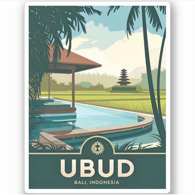 Vintage Travel Ubud Bali Indonesia Retro Scenic (Front)