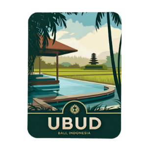 Vintage Travel Ubud Bali Indonesia Retro Scenic Magnet