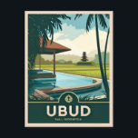 Vintage Travel Ubud Bali Indonesia Retro Scenic Postcard<br><div class="desc">Experience the soul of Bali with this retro travel-inspired design. Infused with nostalgic vibes and vintage charm,  this piece captures Ubud's lush landscapes and serene rice terraces in a retro minimalist style that combines mid-century aesthetics with a modern twist.</div>