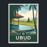 Vintage Travel Ubud Bali Indonesia Retro Scenic Postcard<br><div class="desc">Experience the soul of Bali with this retro travel-inspired design. Infused with nostalgic vibes and vintage charm,  this piece captures Ubud's lush landscapes and serene rice terraces in a retro minimalist style that combines mid-century aesthetics with a modern twist.</div>