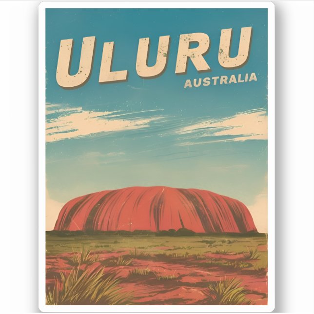 Vintage Travel Uluru Australia Retro Scenic (Front)
