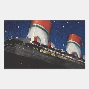 Vintage Travel, Vacation on a Cruise Ship at Night Sticker
