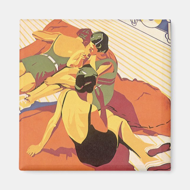 Vintage Travel, Vacation on a Cruise Ship Magnet (Front)