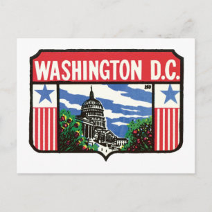 Vintage Travel Washington D.C. State Label Art Postcard
