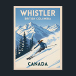 Vintage Travel Whistler British Columbia Skiing Postcard<br><div class="desc">Celebrate mountain adventure with this vintage travel-inspired postcard featuring Whistler,  British Columbia. Capturing snow-covered peaks and the spirit of outdoor exploration,  this piece is perfect for travelers,  skiing enthusiasts and lovers of retro travel aesthetics.</div>
