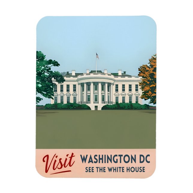 Vintage Travel White House Washington DC Magnet (Vertical)