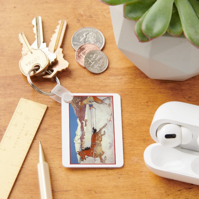 Vintage Travel, Winter in Engadin Switzerland Keychain (Desk)