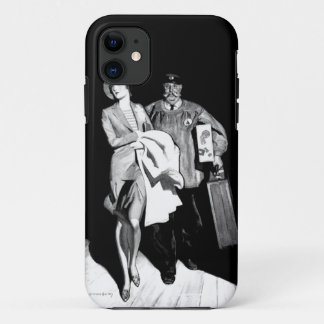 Vintage Travel Woman Bellhop Suitcase Luggage Man iPhone 11 Case