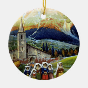 Vintage Travel, Women of Abruzzo, Italy Ceramic Ornament
