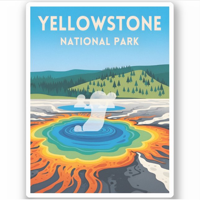 Vintage Travel Yellowstone National Park Landscape (Front)