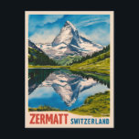 Vintage Travel Zermatt Switzerland Matterhorn Postcard<br><div class="desc">Embark on a journey to the majestic Matterhorn with this captivating retro travel-inspired design. Infused with nostalgic vibes and vintage charm,  this piece captures the picturesque mountain landscape in a retro aesthetic reminiscent of classic travel posters from yesteryear.</div>