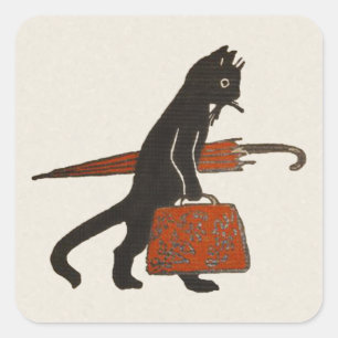 Vintage Travelling Black Cat Stickers