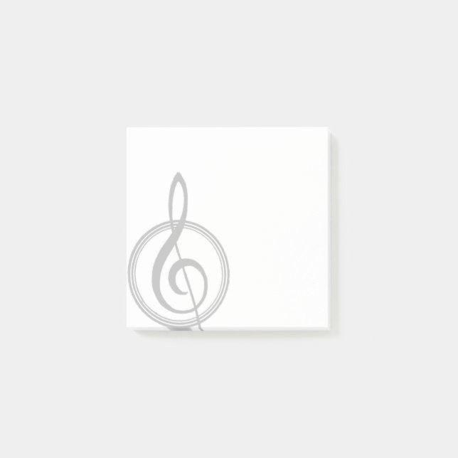 Vintage Treble Clef Greyscale Post It Notes (Front)