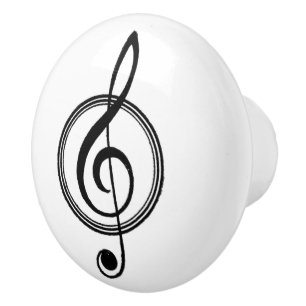 Vintage Treble Clef Music Ceramic Knob