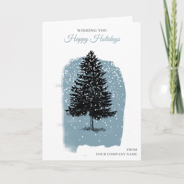 Vintage Tree Christmas Clients Customer Employees Holiday Card (Front)