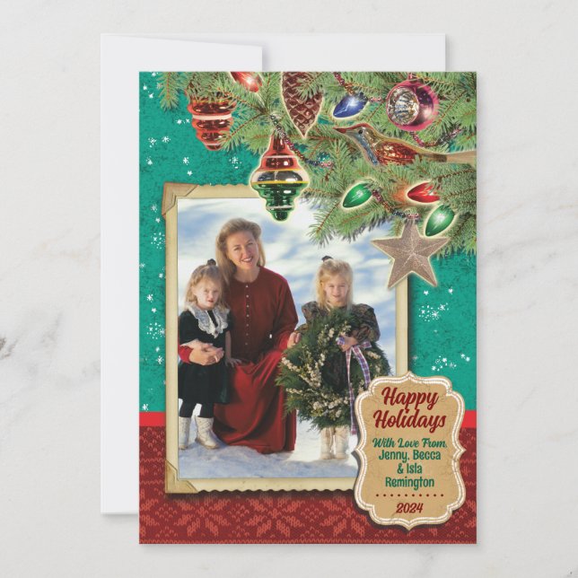 Vintage Tree Christmas Photo Cards (Front)