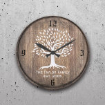 Vintage Tree Family Established Family Name Rustic Large Clock<br><div class="desc">Vintage Tree Family Established Family Name Rustic Wooden Clocks.</div>