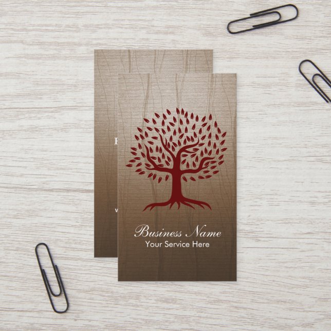 Vintage Tree  Logo Yoga Wellness Psychology Business Card (Front/Back In Situ)