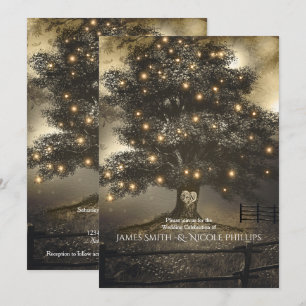 Vintage Tree & Night Lights Wedding Invitations