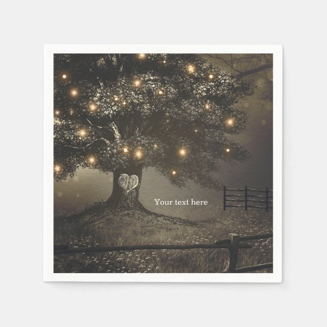 Vintage Tree & Night Lights Wedding Reception Napkin (Front)