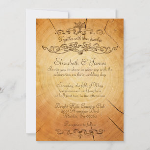 Vintage Tree Rings Wedding Invitations