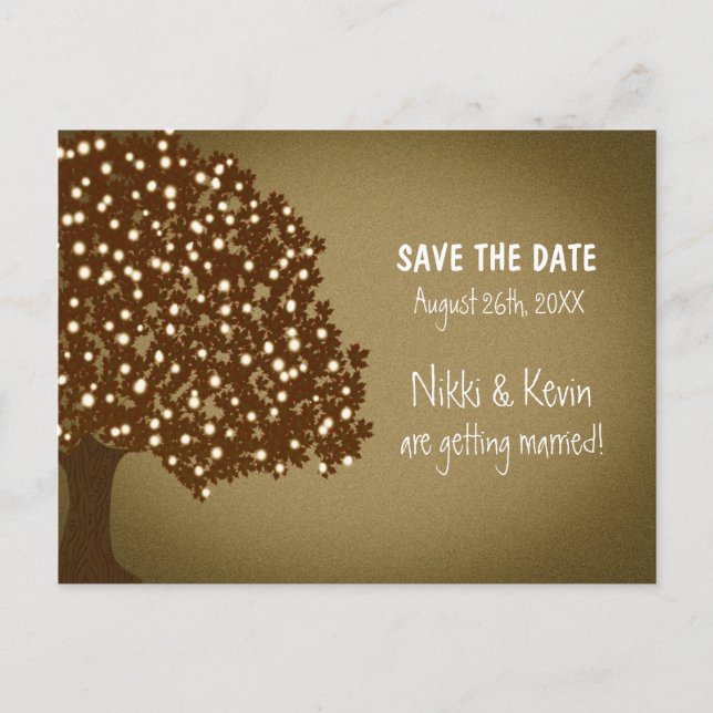 Vintage Tree Rustic Wedding Save Date Postcard (Front)