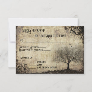 Vintage Tree Wedding RSVP Card